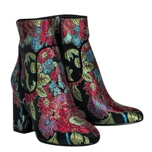 Marc Fisher Metallic Floral Block Heel Booties